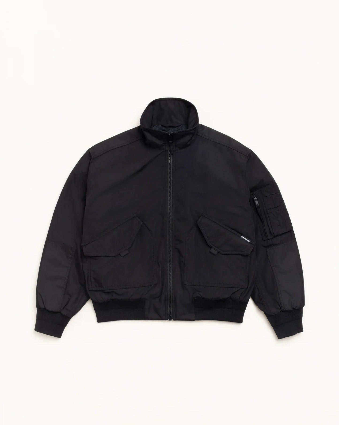 STUSSY MOCK NECK FLIGHT BOMBER BLACK