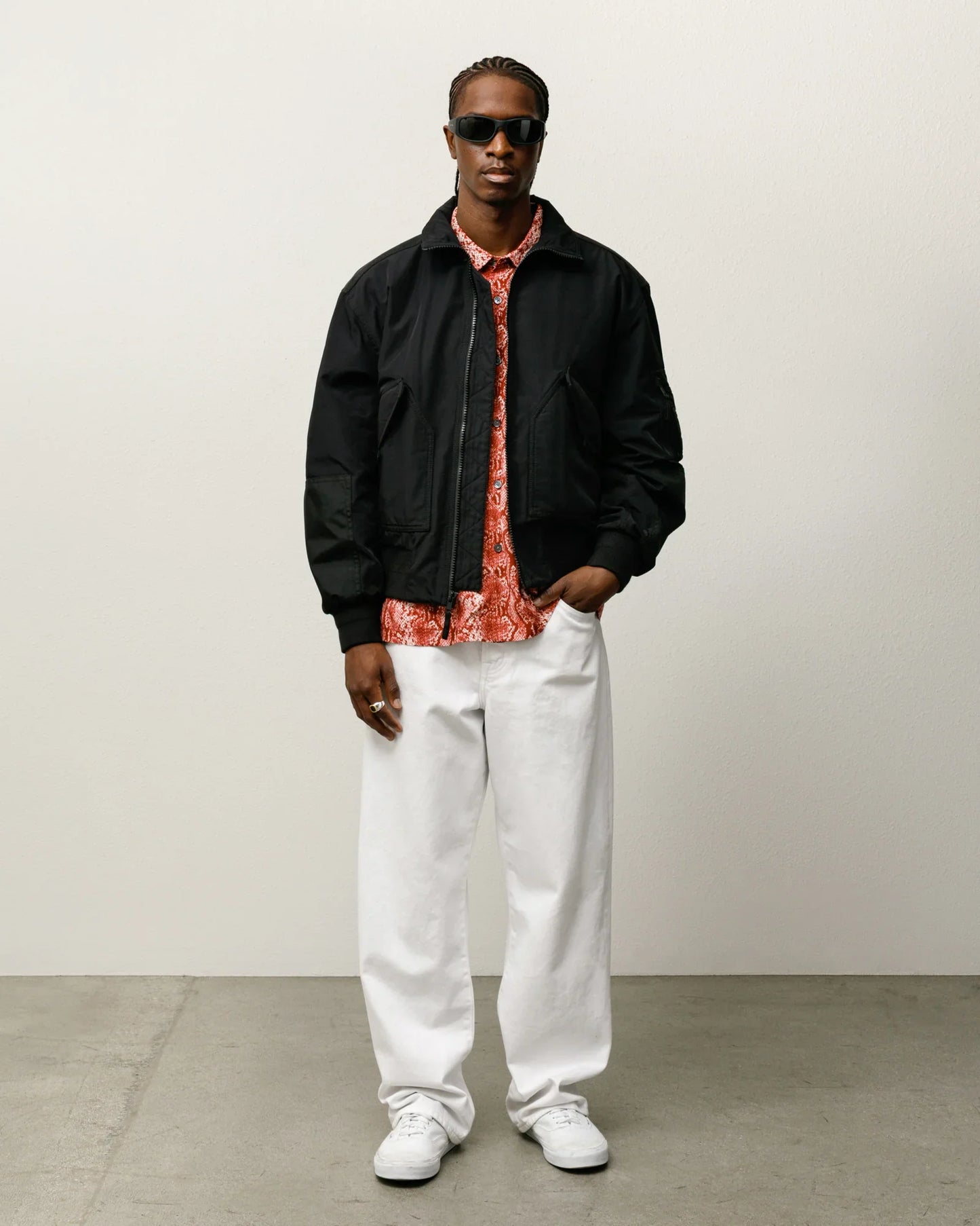 STUSSY MOCK NECK FLIGHT BOMBER BLACK