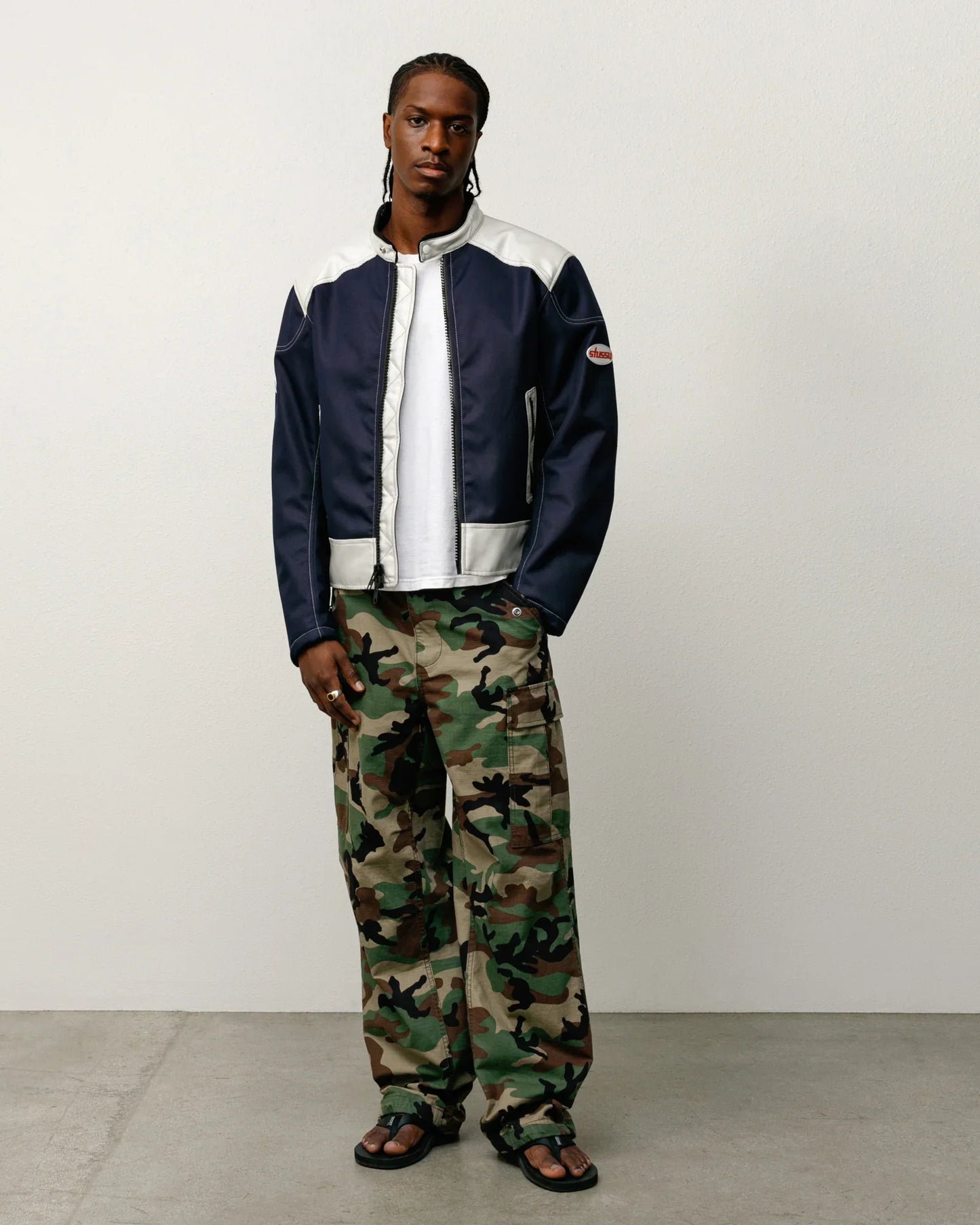 STUSSY MOTO JACKET NAVY