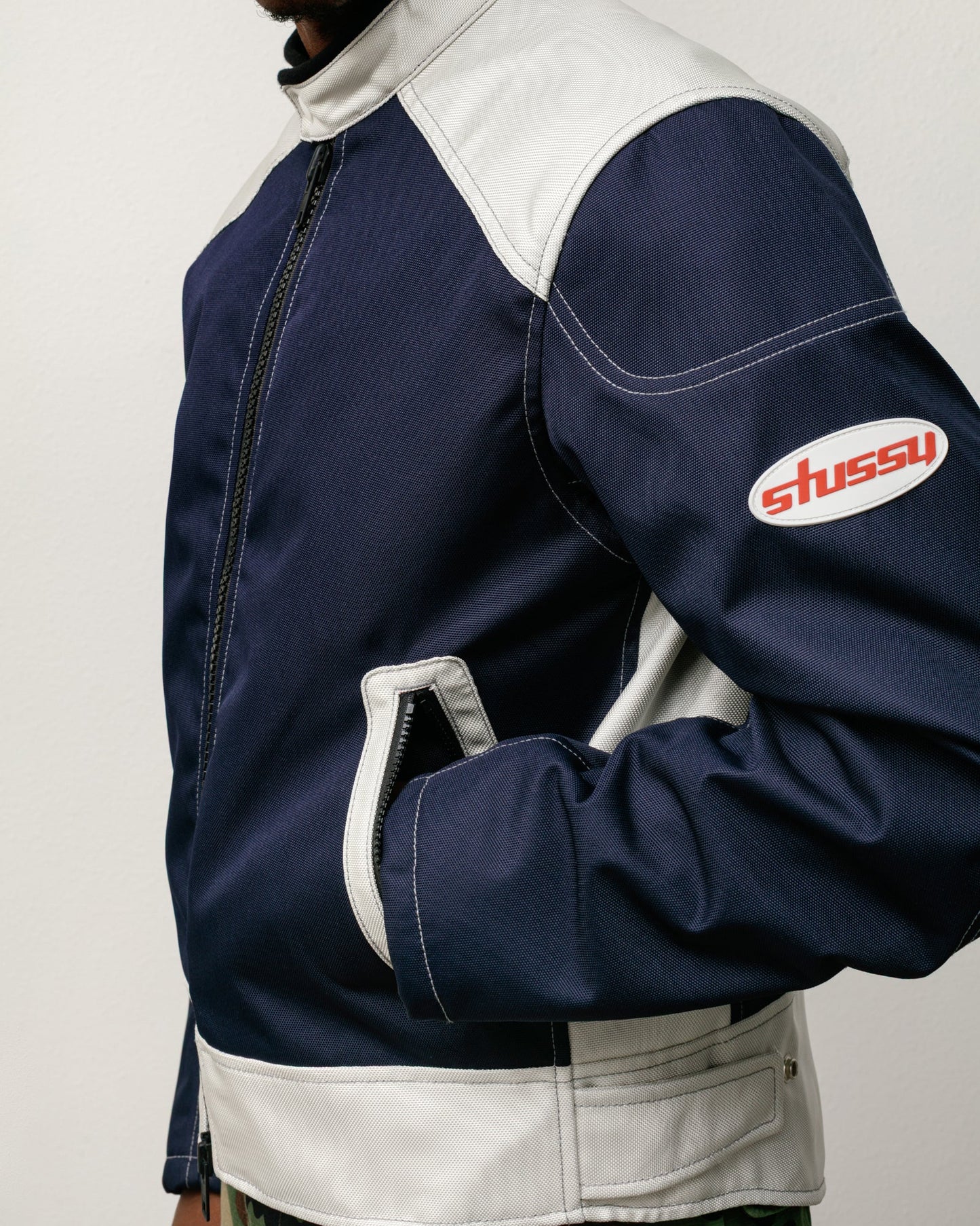 STUSSY MOTO JACKET NAVY